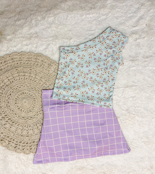 3T One shoulder tank and Athletic Skort