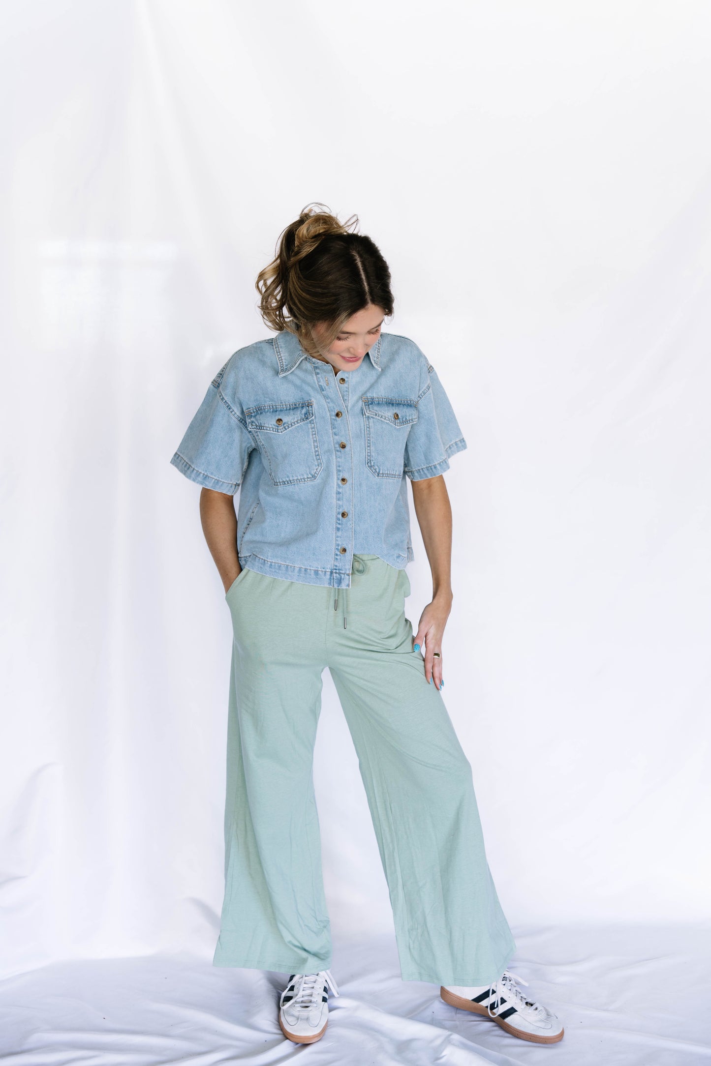 Trendy Cotton Wide Leg Pants