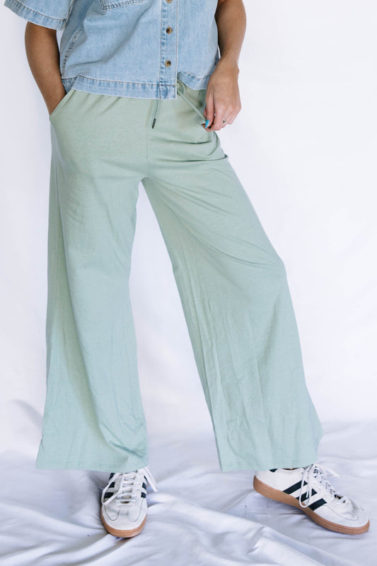 Trendy Cotton Wide Leg Pants