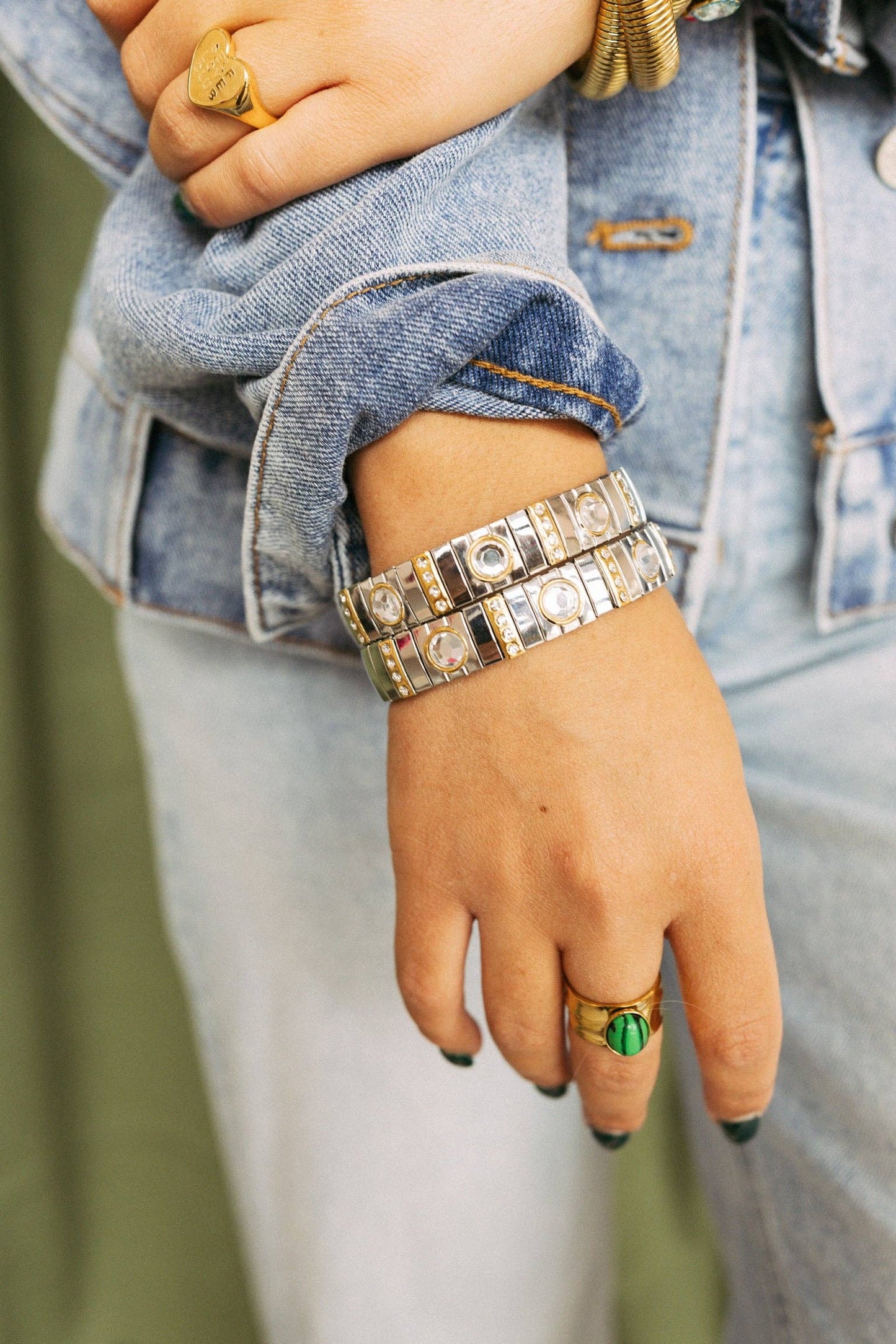 The Luxe Link Bracelet - Mixed Metal + Stone: GOLD